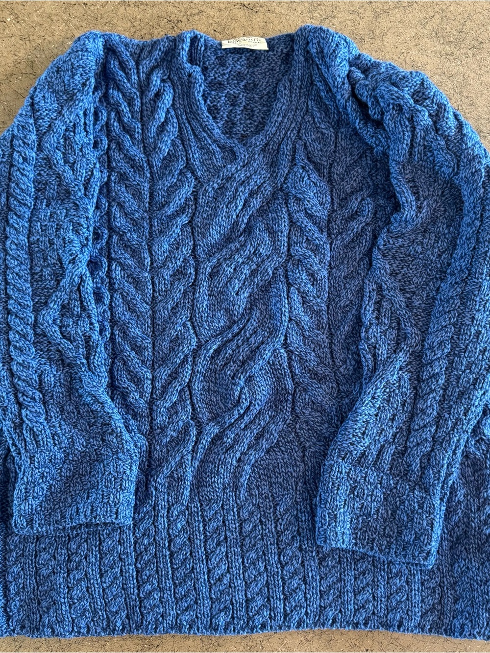 Kilronan Knitwear Sweater M Blue Merino Wool Cable Sweater Ireland